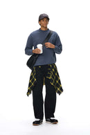 Double-Faced Mock-Neck Sweatshirt - Blue