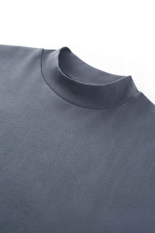 Double-Faced Mock-Neck Sweatshirt - Blue