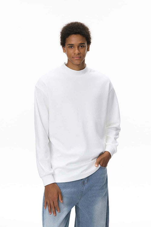 Double-Faced Mock-Neck Sweatshirt - Off White