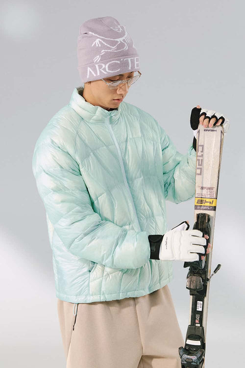 Ultra-Lightweight Stand-Collar Puffer Jacket - Blue