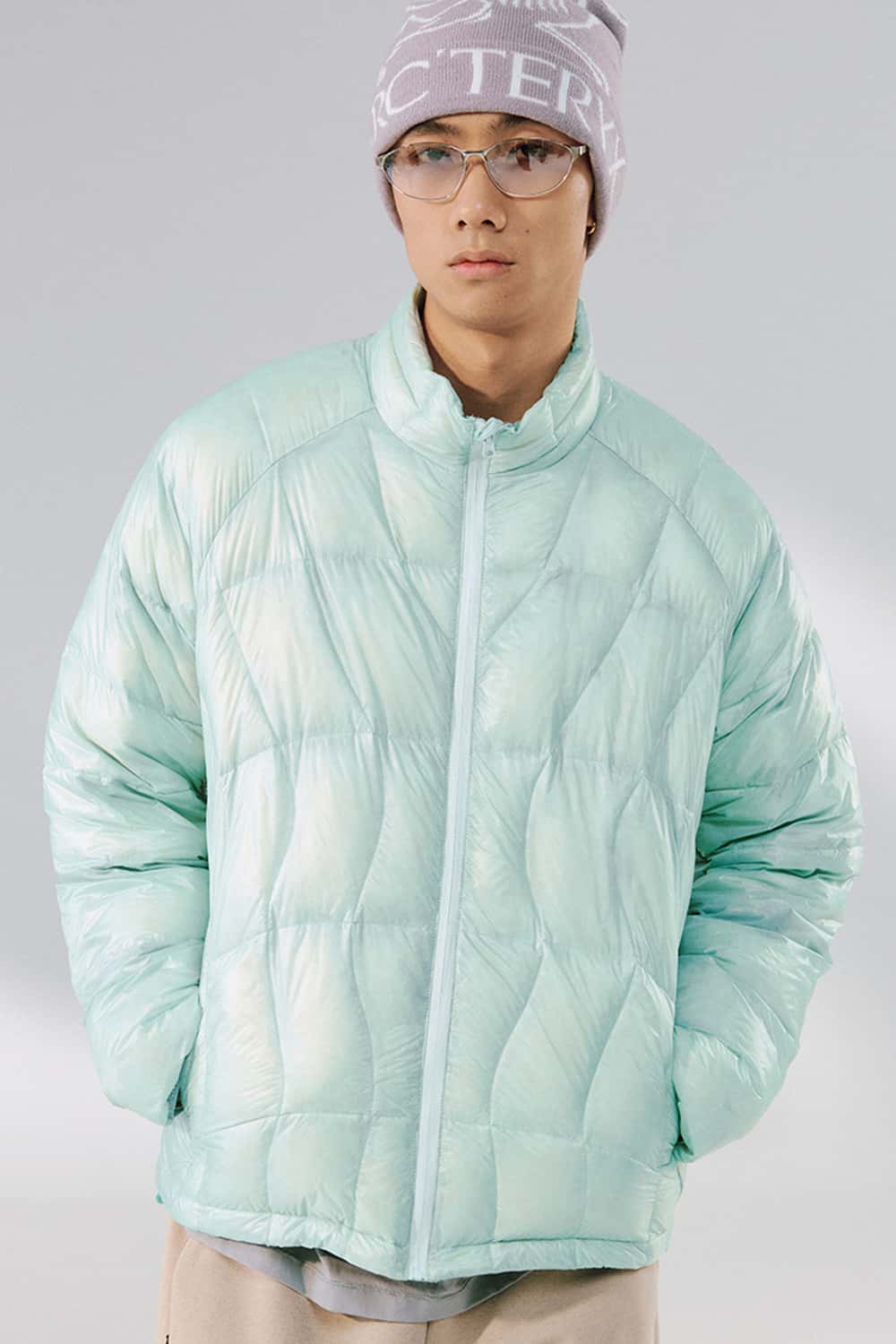 Ultra-Lightweight Stand-Collar Puffer Jacket - Blue