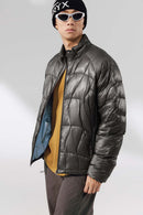Ultra-Lightweight Stand-Collar Puffer Jacket - Charcoal