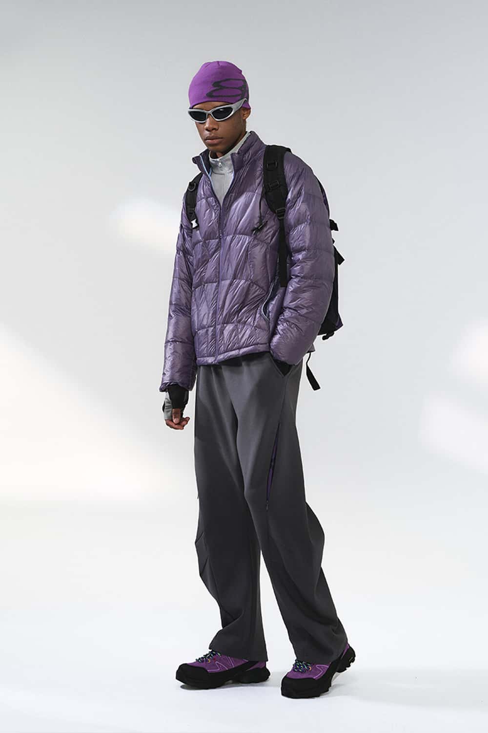 Ultra-Lightweight Stand-Collar Puffer Jacket - Deep Purple