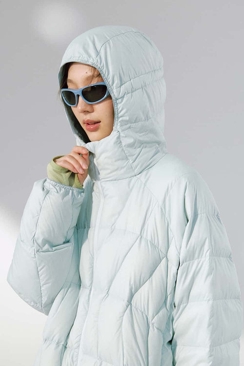 Ultra-Lightweight Windproof Hooded Puffer - Blue