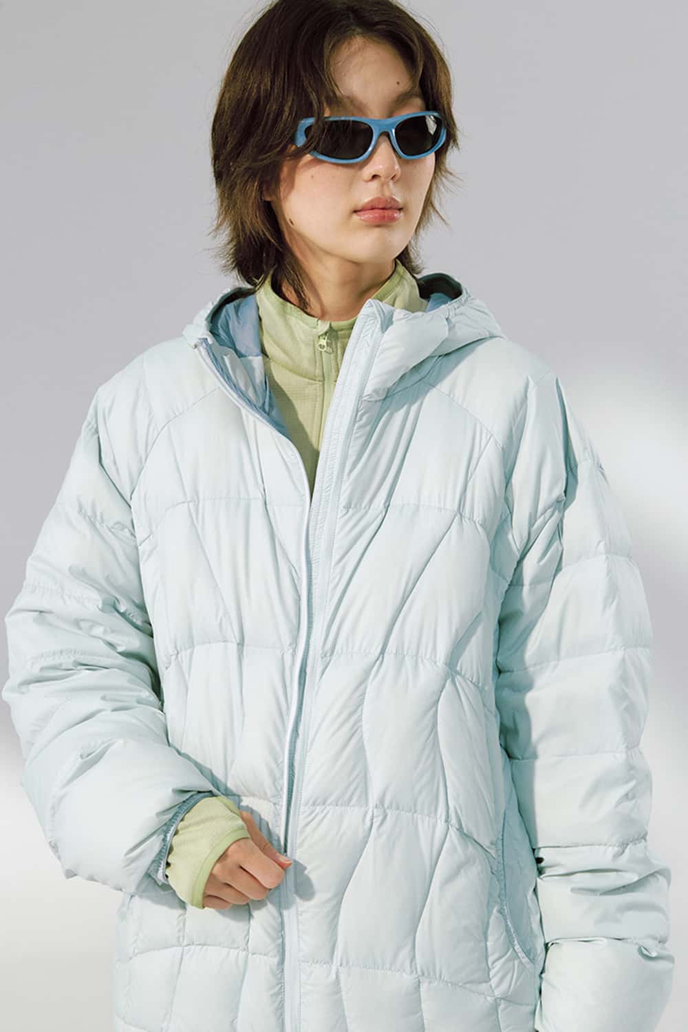 Ultra-Lightweight Windproof Hooded Puffer - Blue