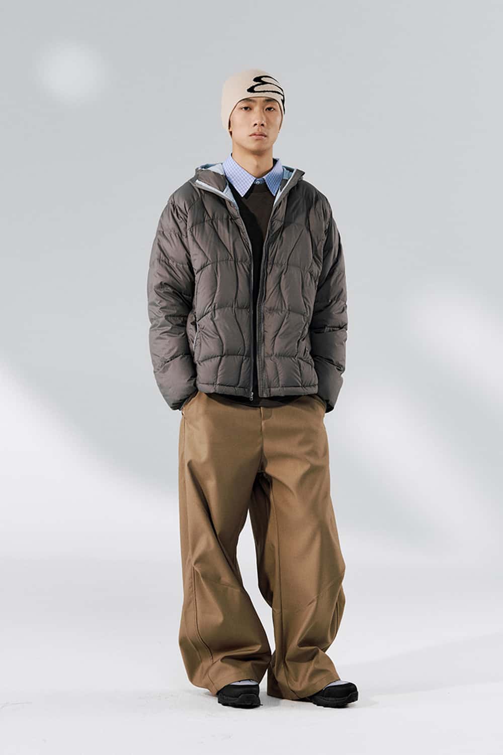 Ultra-Lightweight Windproof Hooded Puffer - Charcoal