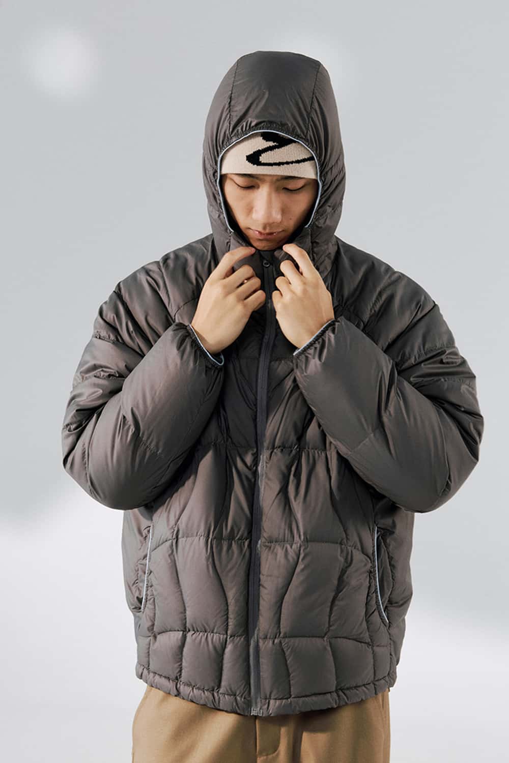 Ultra-Lightweight Windproof Hooded Puffer - Charcoal