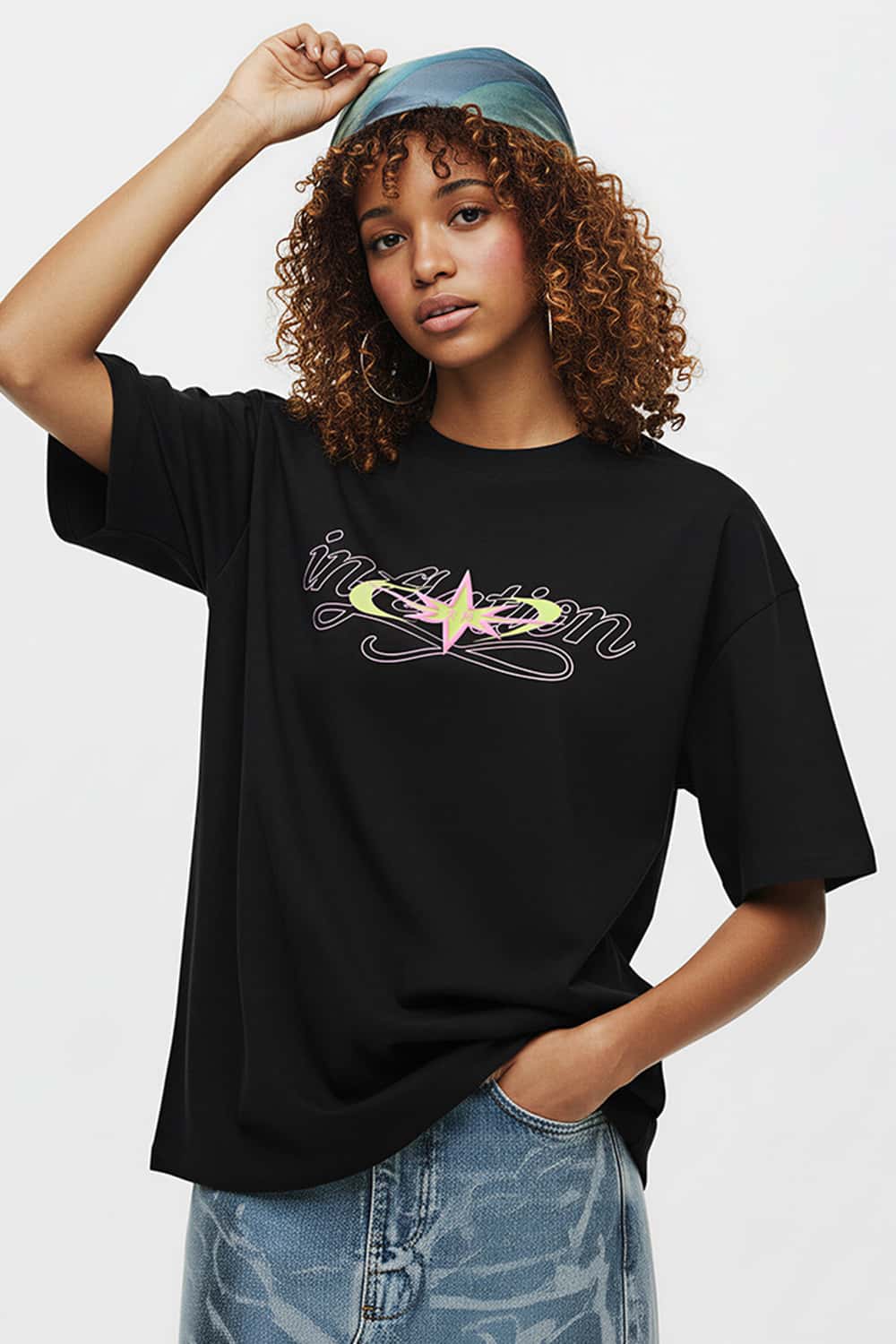 Premium Heavyweight Graphic Relaxed Tee - Black