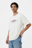 Premium Heavyweight Graphic Relaxed Tee - Cream White