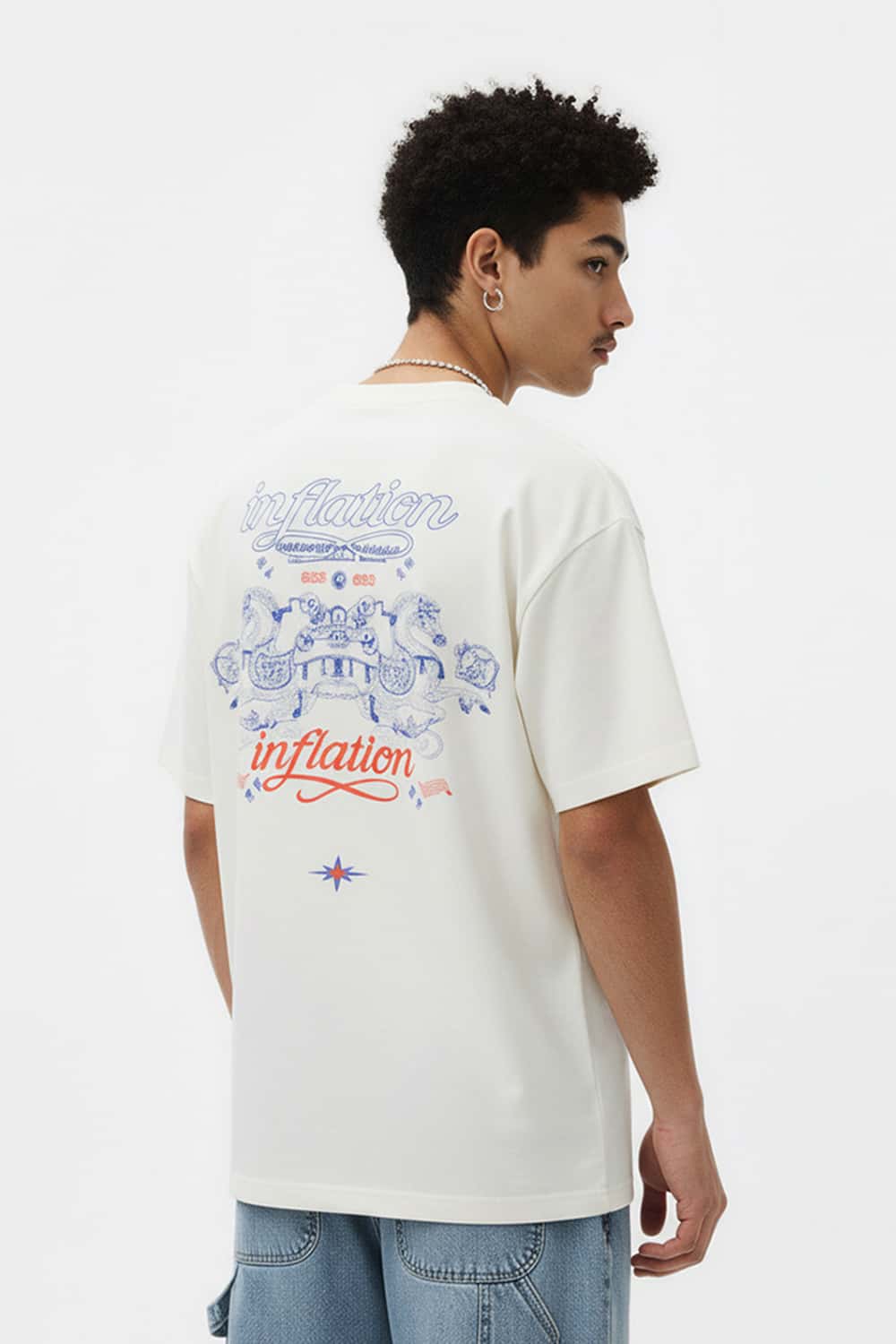 Premium Heavyweight Graphic Relaxed Tee - Cream White