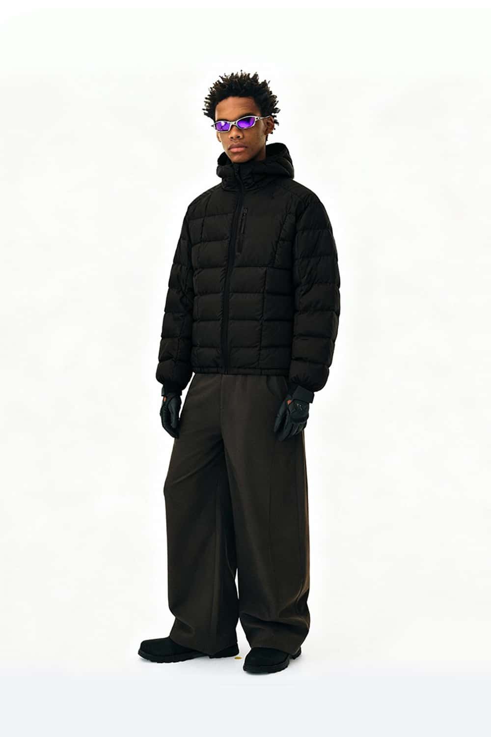 Lightweight Water-Repellent Hooded Jacket - Black