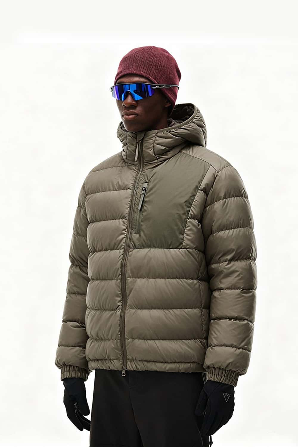 Lightweight Water-Repellent Hooded Jacket - Brown