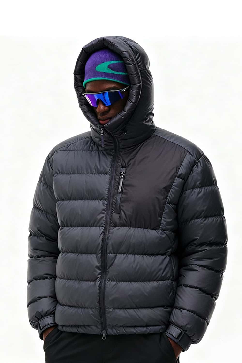 Lightweight Water-Repellent Hooded Jacket - Purple