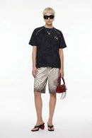 Textured Puff-Print Graphic Tee - Black