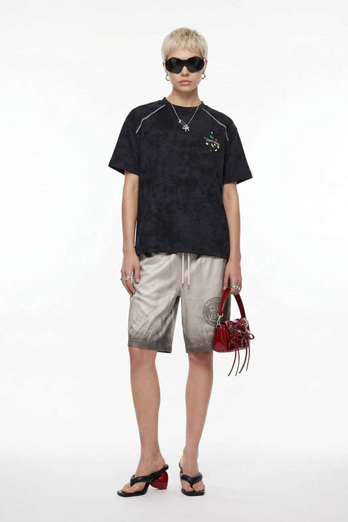 Textured Puff-Print Graphic Tee - Black
