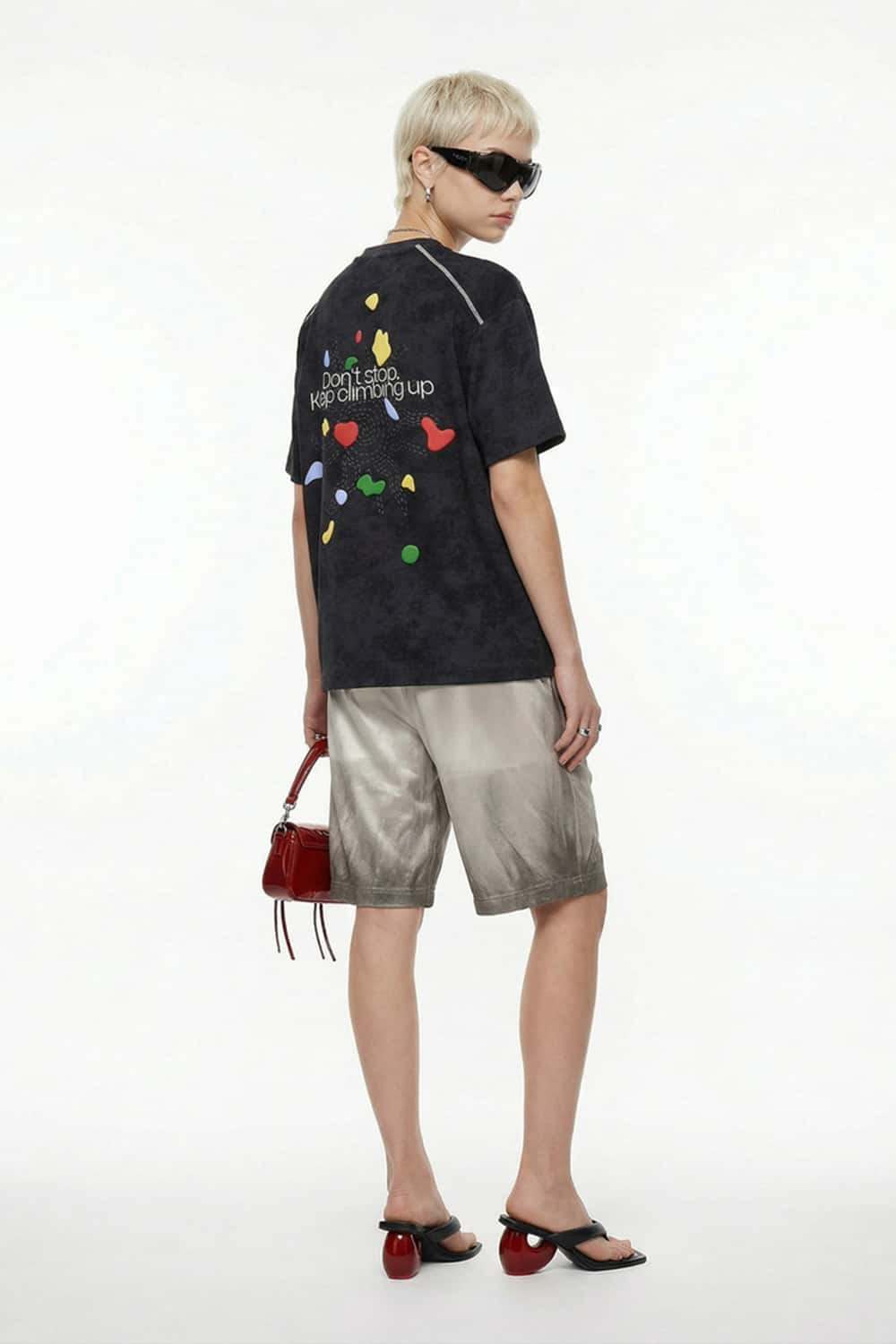 Textured Puff-Print Graphic Tee - Black