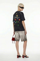 Textured Puff-Print Graphic Tee - Black