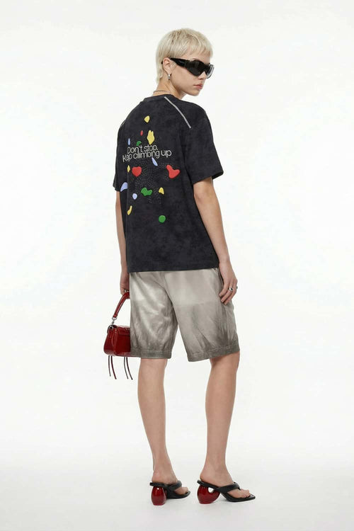 Textured Puff-Print Graphic Tee - Black
