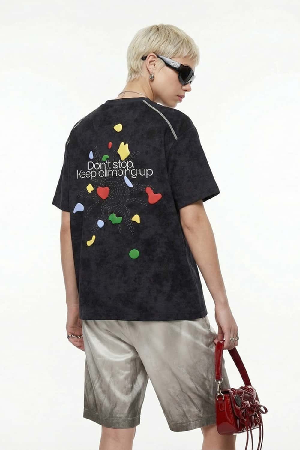 Textured Puff-Print Graphic Tee - Black