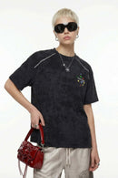 Textured Puff-Print Graphic Tee - Black