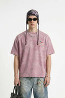 Textured Puff-Print Graphic Tee - Pink
