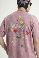 Textured Puff-Print Graphic Tee - Pink
