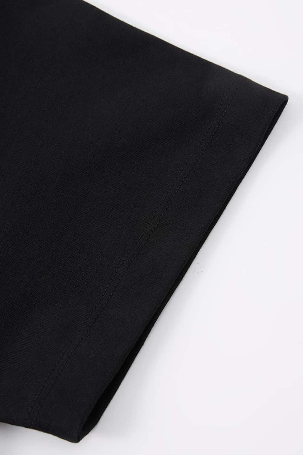 Cropped Loose Fit Cotton T-Shirt - Active Black