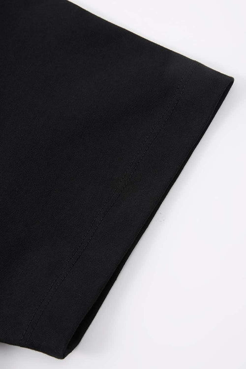 Cropped Loose Fit Cotton T-Shirt - Active Black