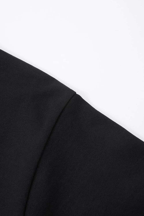 Cropped Loose Fit Cotton T-Shirt - Active Black
