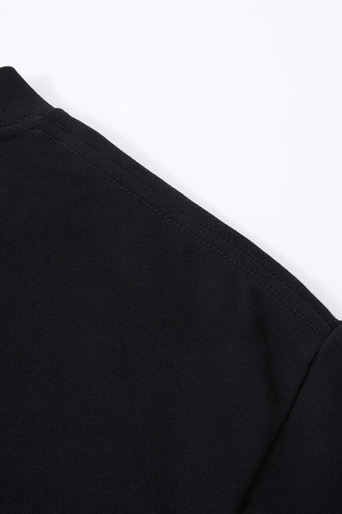 Cropped Loose Fit Cotton T-Shirt - Active Black