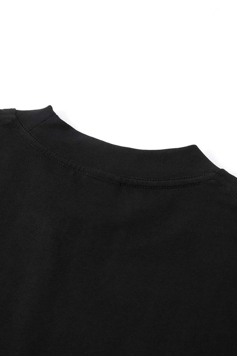 Cropped Loose Fit Cotton T-Shirt - Active Black