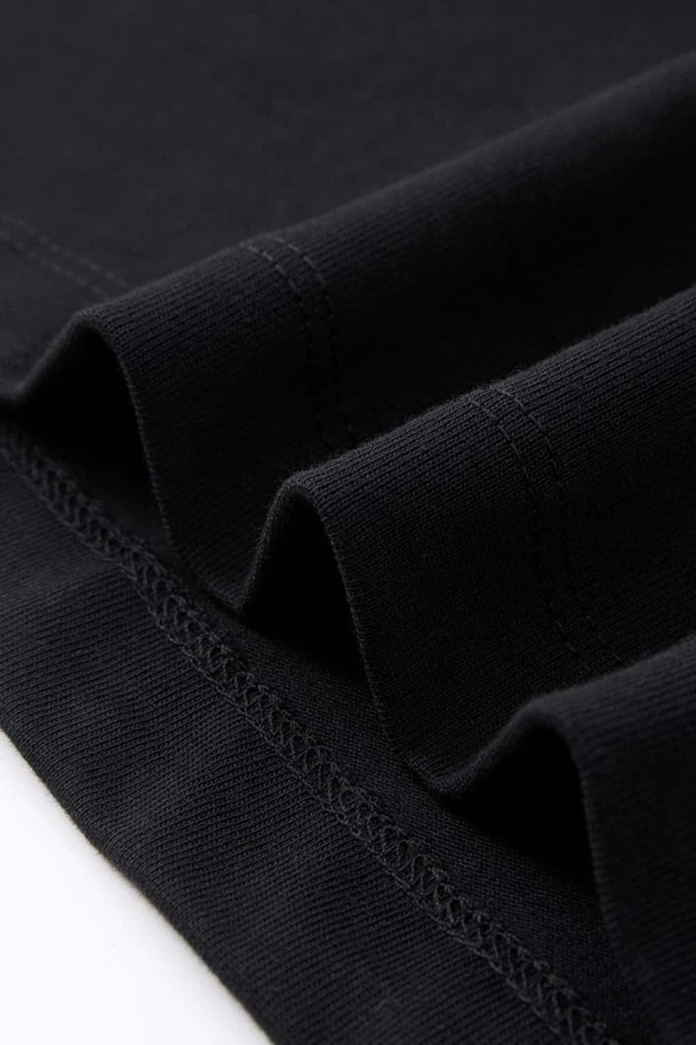 Cropped Loose Fit Cotton T-Shirt - Active Black