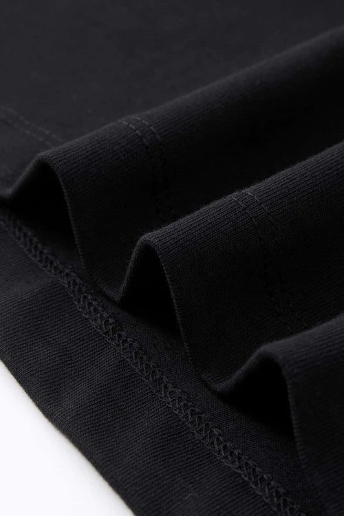 Cropped Loose Fit Cotton T-Shirt - Active Black