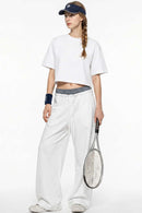 Cropped Loose Fit Cotton T-Shirt - White