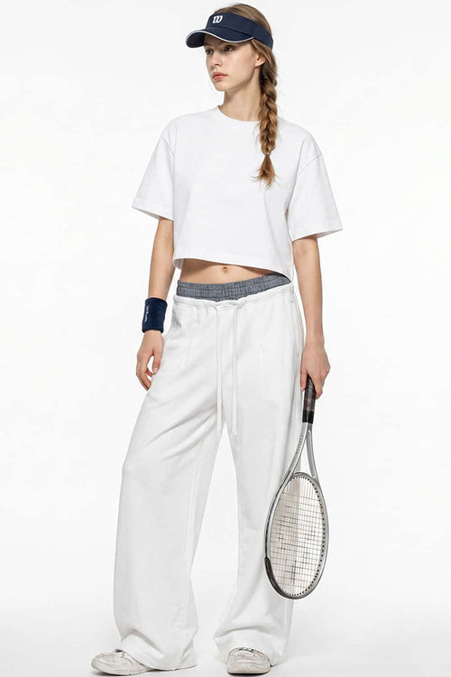 Cropped Loose Fit Cotton T-Shirt - White