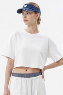 Cropped Loose Fit Cotton T-Shirt - White