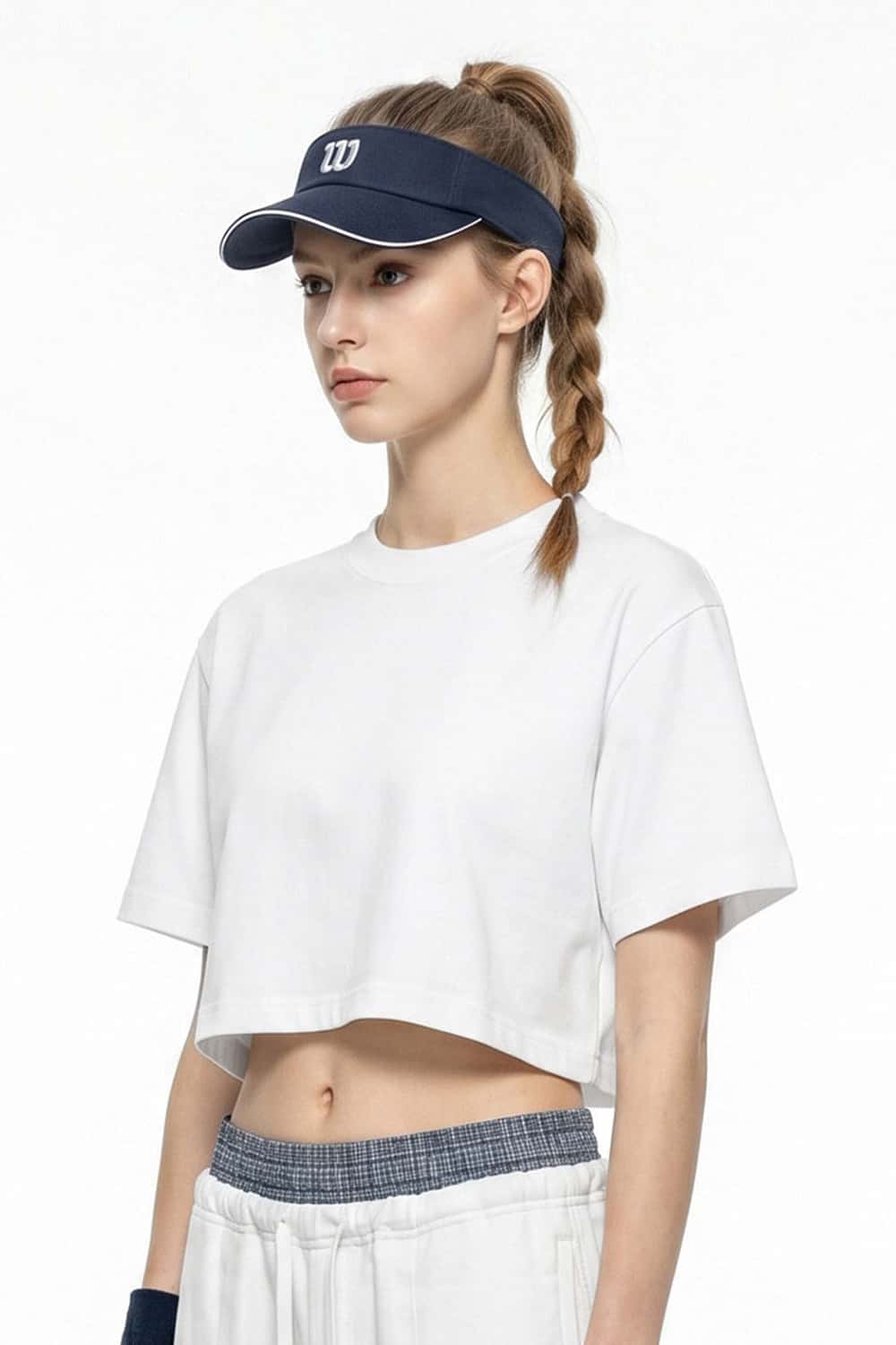 Cropped Loose Fit Cotton T-Shirt - White