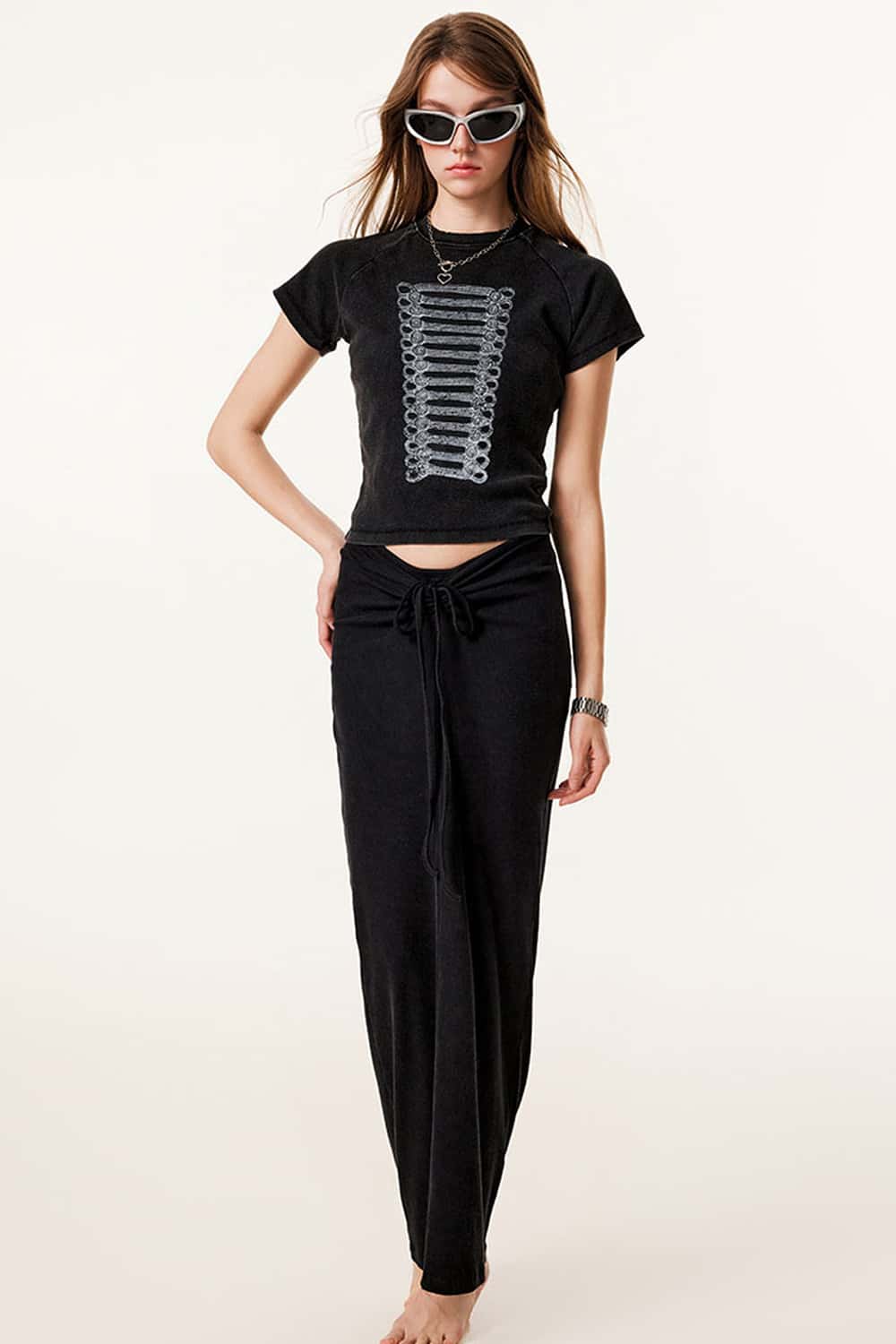Washed Graphic Cropped T-Shirt - Fried Snowflakes