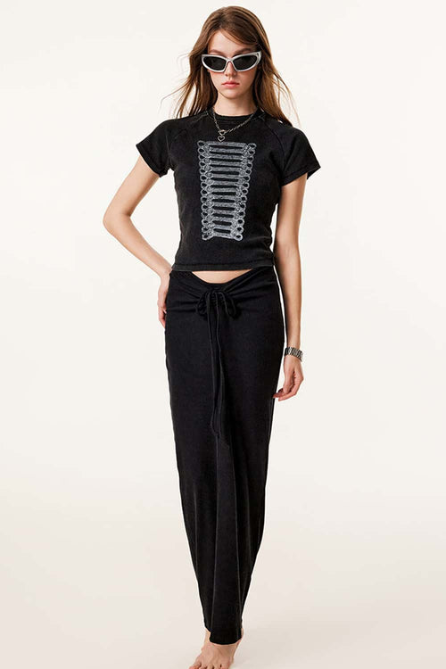 Washed Graphic Cropped T-Shirt - Fried Snowflakes