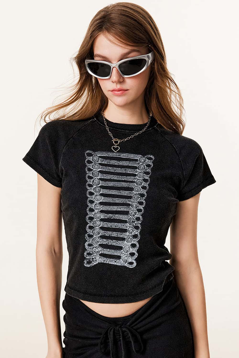Washed Graphic Cropped T-Shirt - Fried Snowflakes