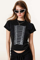 Washed Graphic Cropped T-Shirt - Fried Snowflakes
