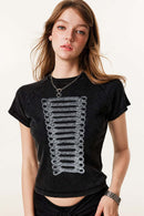 Washed Graphic Cropped T-Shirt - Fried Snowflakes