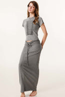 Washed Graphic Cropped T-Shirt - Medium Gray
