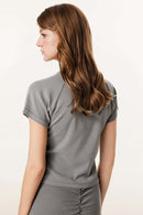 Washed Graphic Cropped T-Shirt - Medium Gray