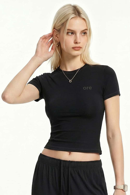 Silicone Print Slim Fit T-Shirt - Black