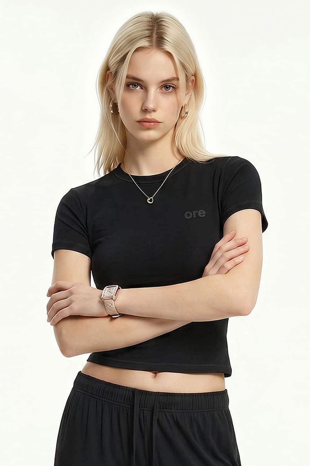 Silicone Print Slim Fit T-Shirt - Black