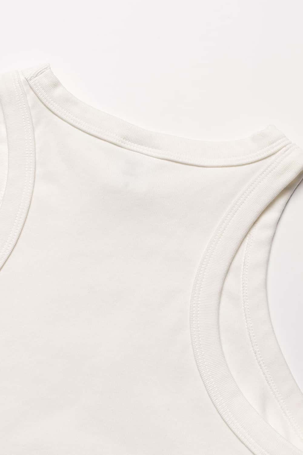 Curved Hem Racerback Tank Top - White