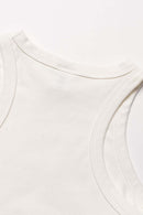 Curved Hem Racerback Tank Top - White