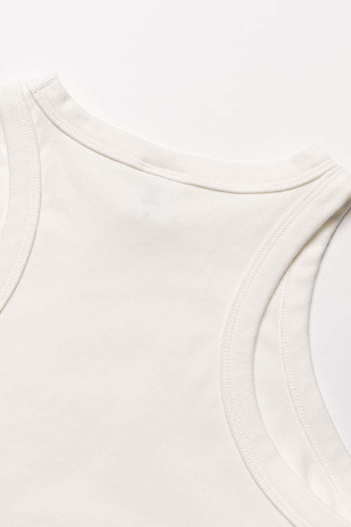 Curved Hem Racerback Tank Top - White