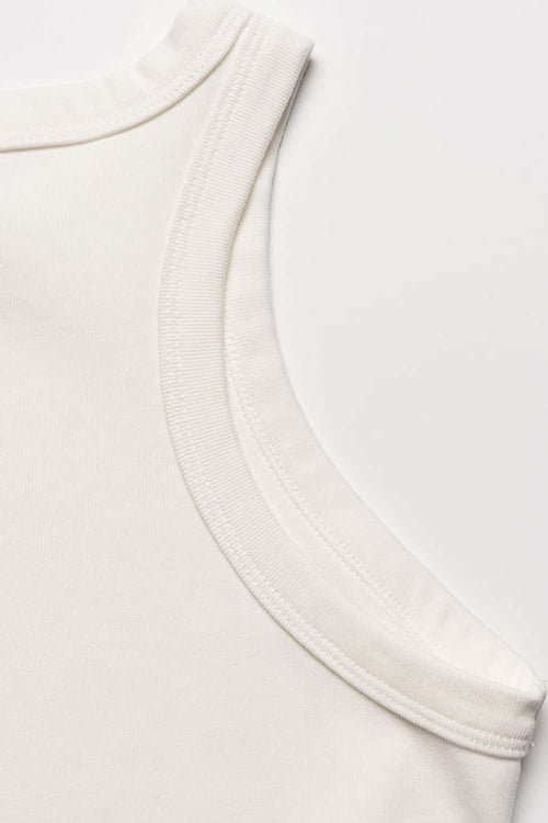 Curved Hem Racerback Tank Top - White